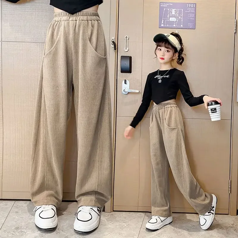 

Girls Pants Spring Autumn Korean Style Cotton Boy Girl Loose Pants Cargo Pants Children's Casual Sports Pants 5 6 8 10 12 14Y