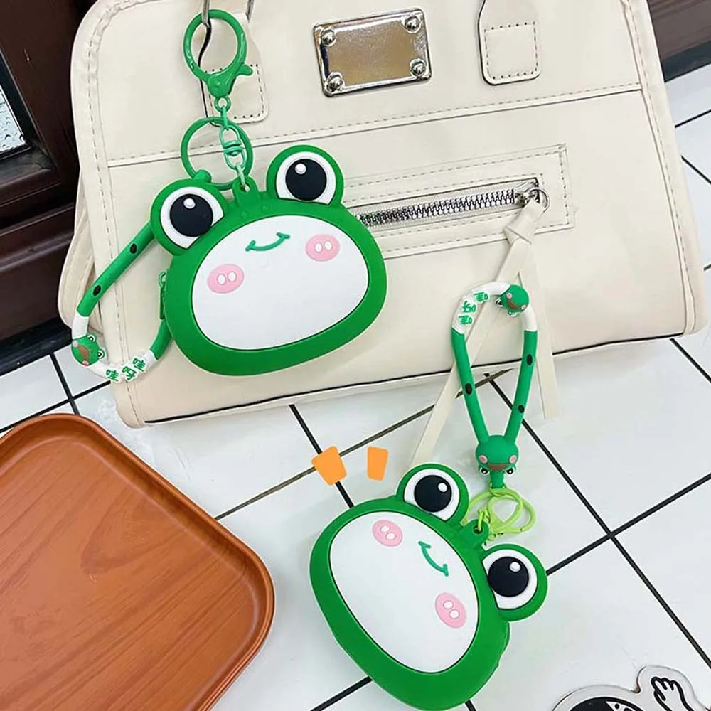 

Shopping Portable Hamburger Coin Purse Key Ring Hot Dog Green Frog Storage Bag Soft Waterproof Cartoon Silicone Wallet Couple