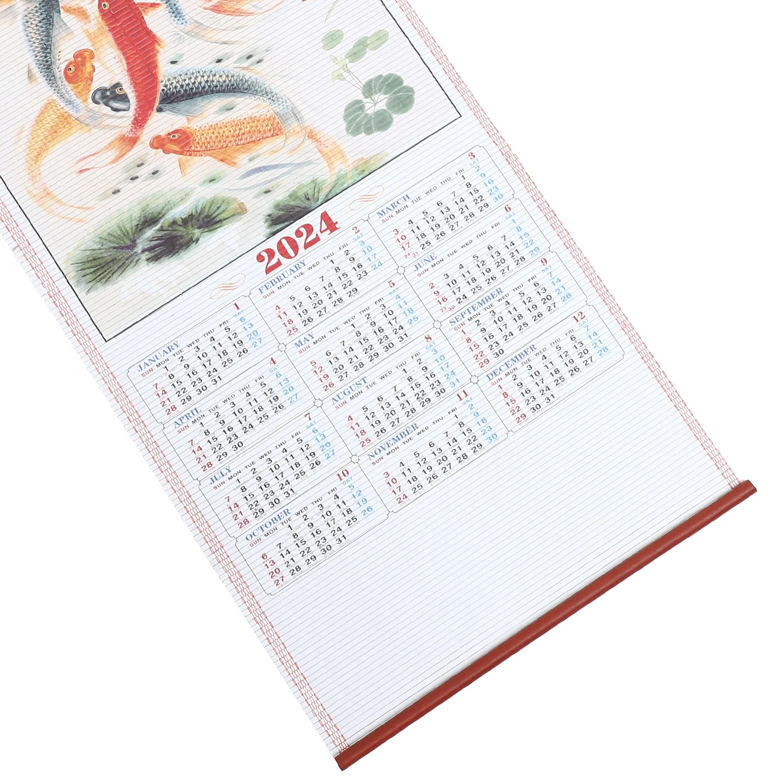 Rattan Large 2024 Chinese Wall Calendar Office Monthly Yearly 762X318X1CM Paper Hanging Tradition