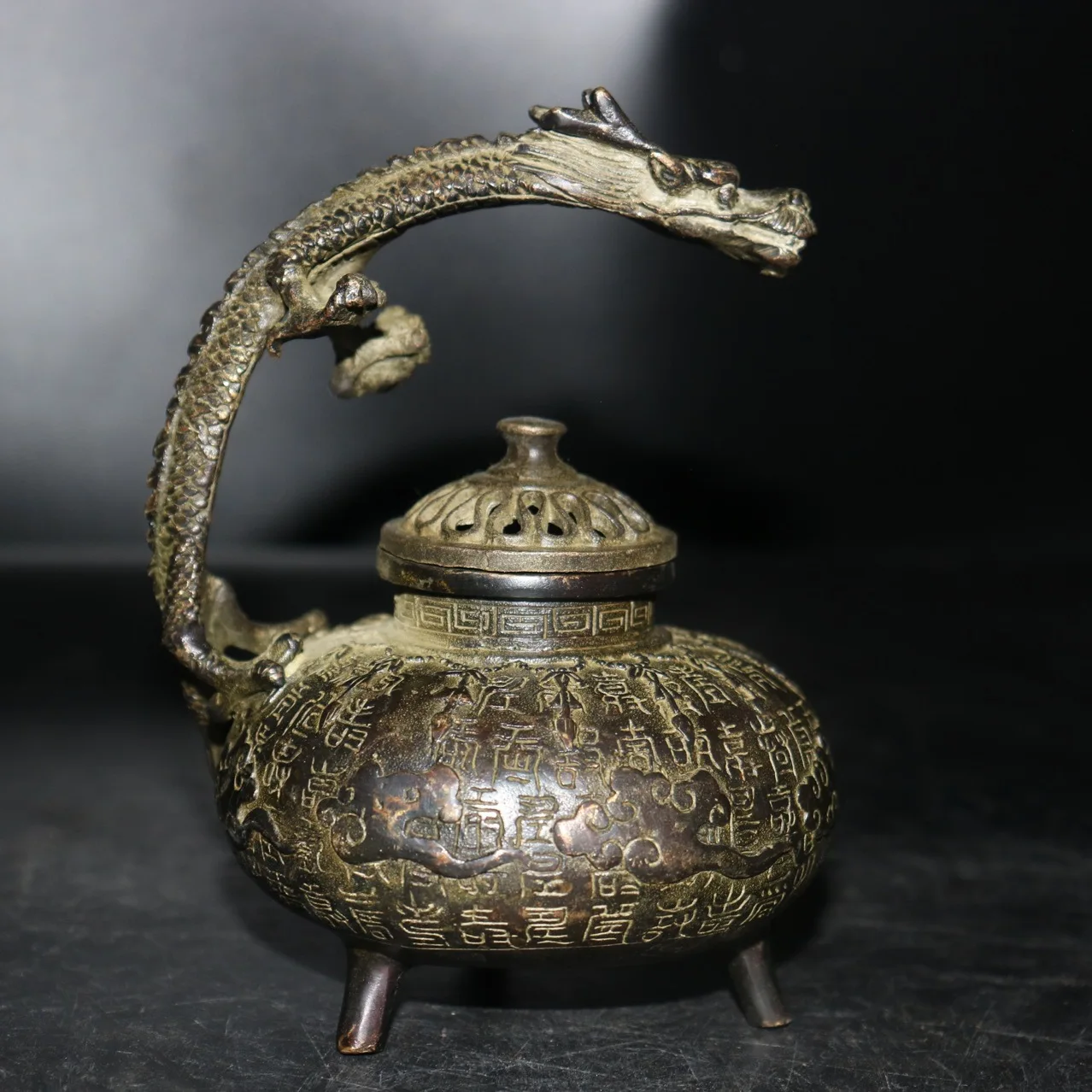 

Pure copper longevity dragon incense burner ancient bronze dragon sky incense burner home tea ceremony Feng Shui decorations