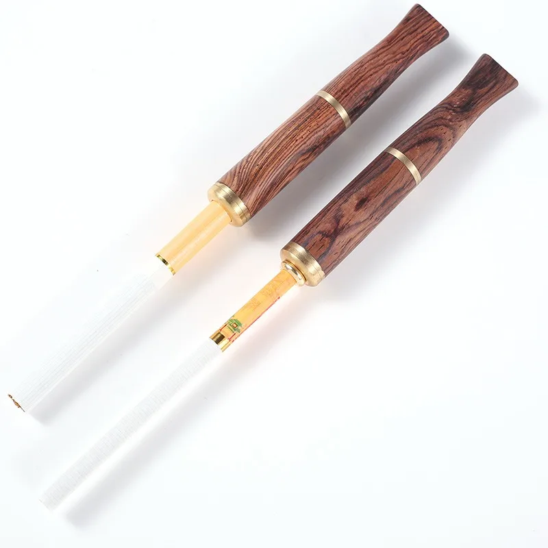 

Wooden cigarette holder filter Huanghua Pear Wood Metal rod Filter oil fumes Pure wood Activated carbon core replacement