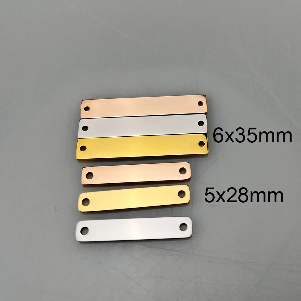 MYLONGINGCHARM Free Laser Engrave 30pcs stainless steel rectangle bar connectors-custom logo or design- Rectangle Pendant