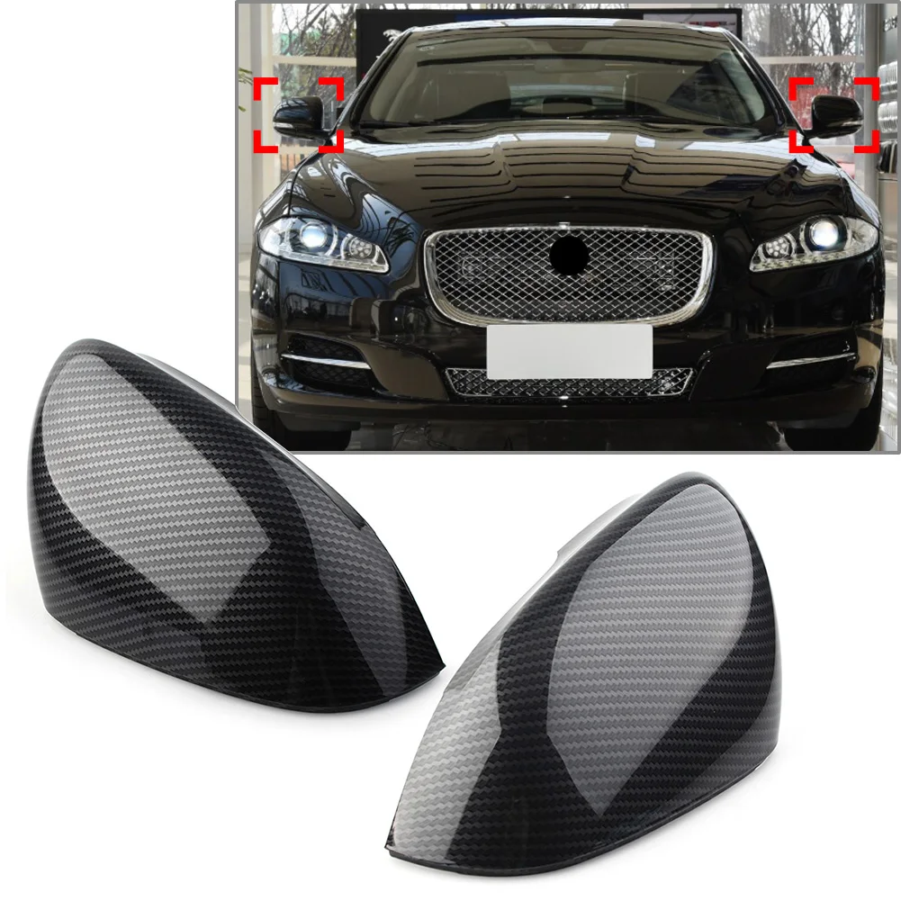 

2x Carbon Fiber ABS Car Rear Side View Mirror Cover Cap For Jaguar XF XFR XFR-S XE XJ XJR XK XKR XKR-S Car-styling Accessories