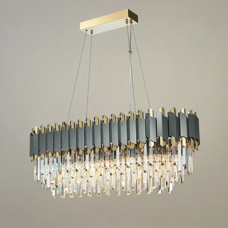 Chrome rectangular chandelier lighting dining room bedroom kitchen island rectangular chandelier living room lighting