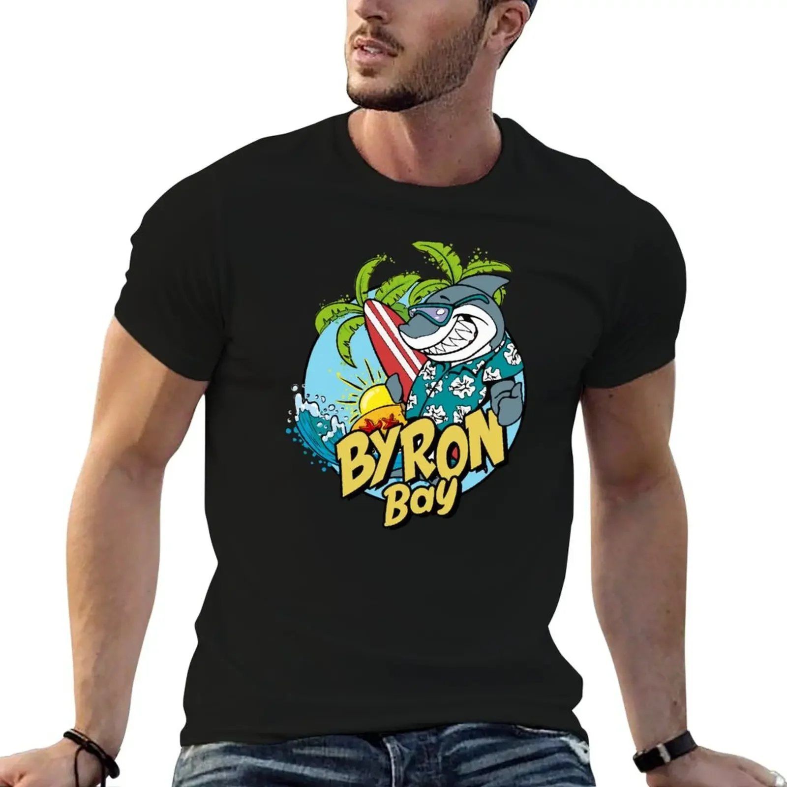 Byron Bay surfing shark T-Shirt basketball graphic tees graphic t shirts street wear designer t shirt men