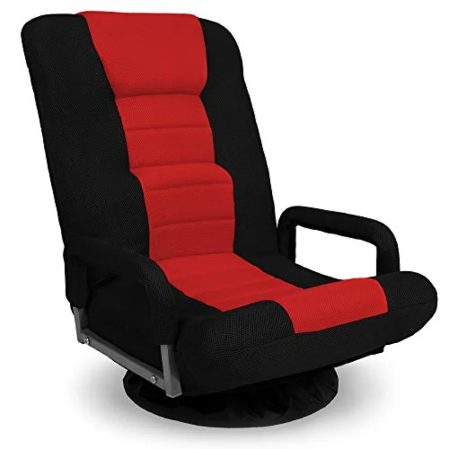 Swivel Gaming Chair for TV, Reading, Video Games: PU Leather, Black, 360 Rotation, Lumbar Support, Adjustable Foldable Backrest