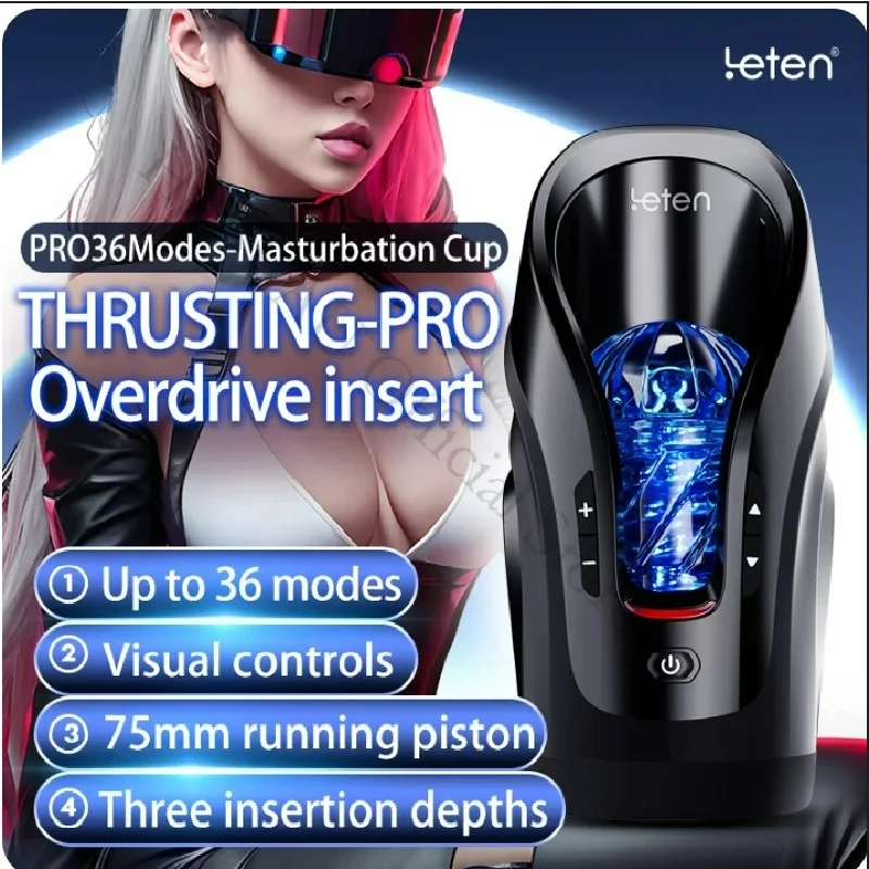 Leten  Masturbation Cup Thrusting-Pro Automatic Telescopic 75MM Powerful Vagina High Speed Intellegent Masturbator Sex Toys