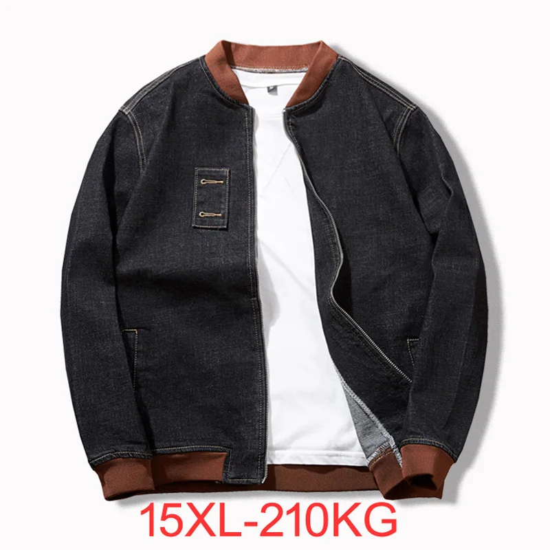 New Autumn denim jacket men\'s large size loose blouse plus size men\'s jackets lab coat tide 13xl 12xl denim jacket men 210kg