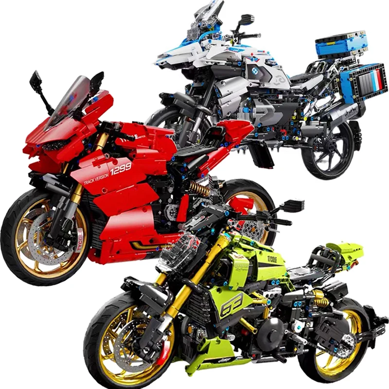 City Technical Motorcycle Car Model Building Blocks MOC Racing Motorbike Vehicles Bricks Toys For Children Birthday Gifts MOC