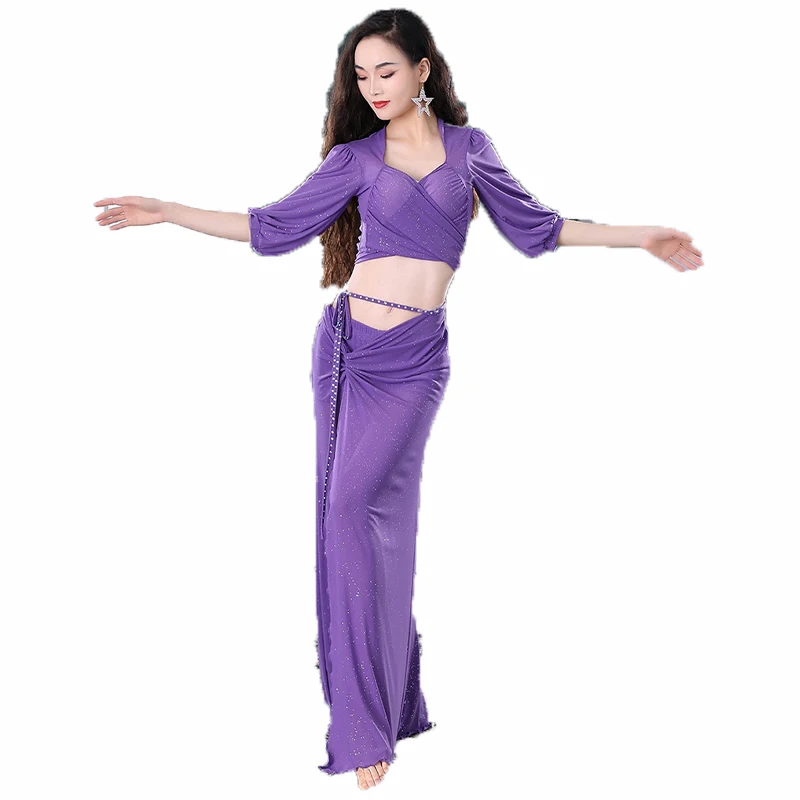 New Belly Dance French Court Style Dress Set Oriental Dance Tops+Skirt 2PCS Set Performance Women's Costume Clothes Dance wear