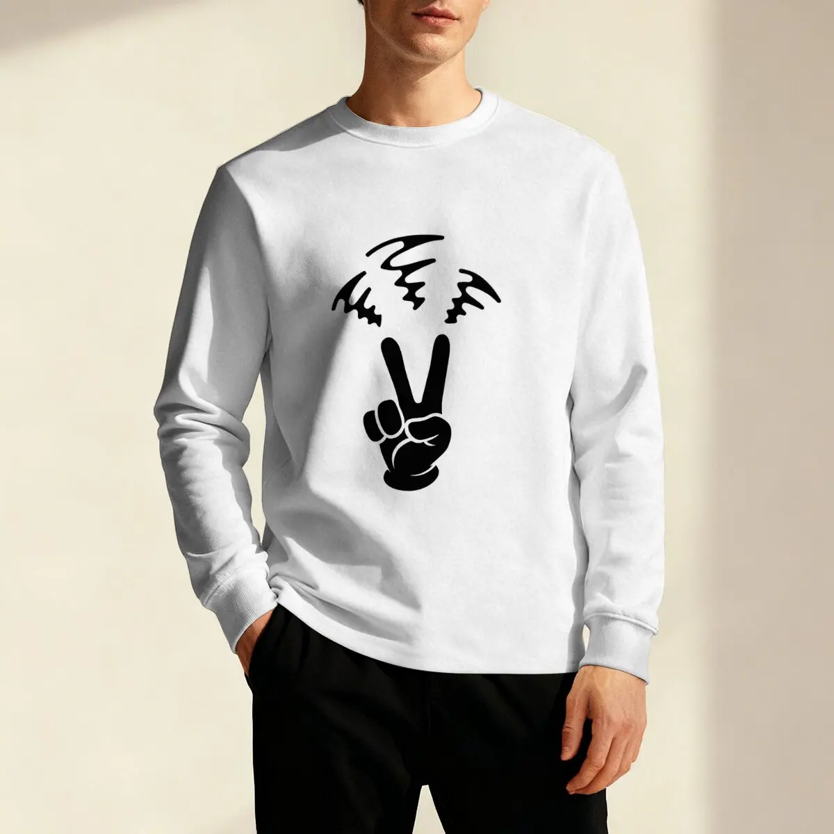 Minimalist and Personalized Scissors Handprint Flower Men's Autumn/Winter Round Neck Long Sleeve Hoodie Versatile Daily Top