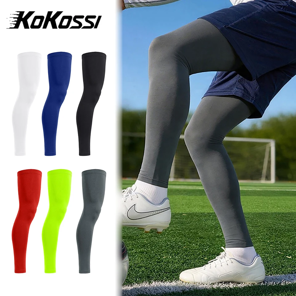 KoKossi 1 pièce Manchon de compression pour jambes, protection UV, antidérapant, en soie glacée, rafraîchissant, pour sports d'été, cyclisme, course à pied, football, unisexe