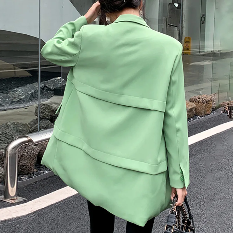 

Korean version of temperament celebrity jacket 2025 autumn and winter fashion suit collar long sleeve straight tube personalized