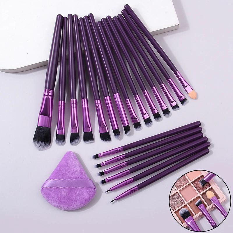 20pcs Makeup Brush Set Portable Soft Makeup Tool With Triangle Sponge Makeup Powder Puff