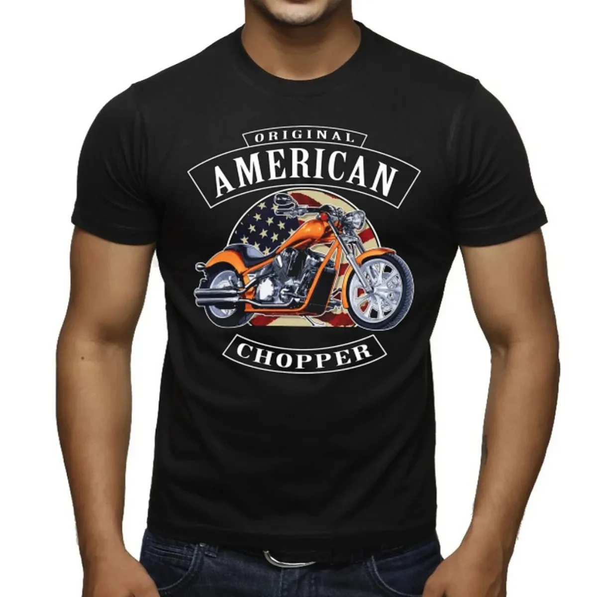 

Original American Motorcycle Biker Chopper T-Shirt 100% Cotton O-Neck Short Sleeve Summer Casual Mens T-shirt