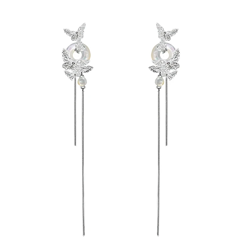 MASW Original Design Elegant Temperament Glass Circle Butterfly Dangle Earrings For Women Girl Party Gift Fashion Jewelry