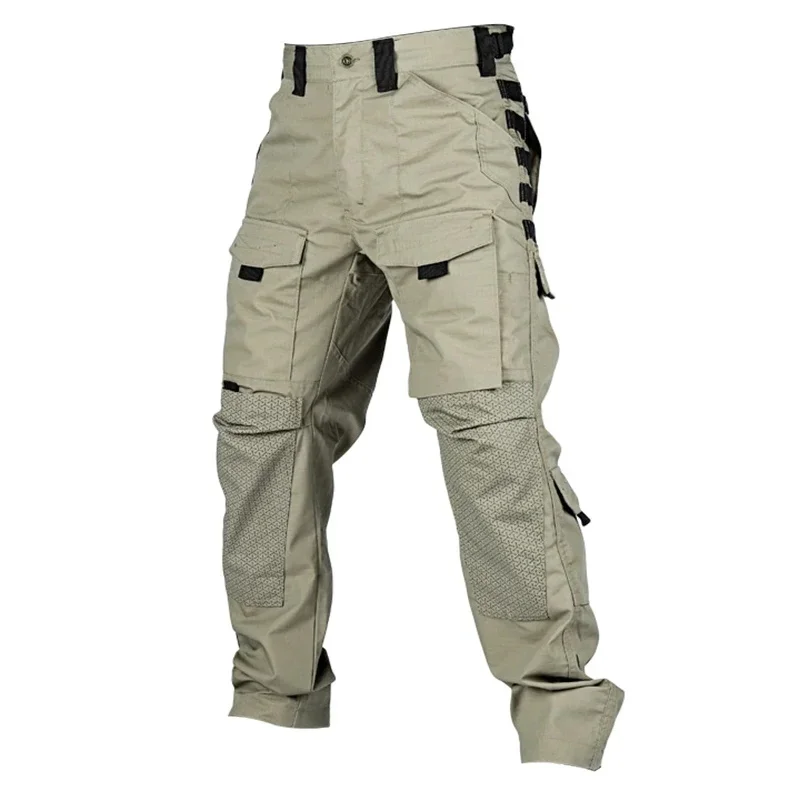 Men Multi‑Pocket Tactical Cargo Pants Wear‑Resistant Outdoor Hunting Hiking Working Trousers