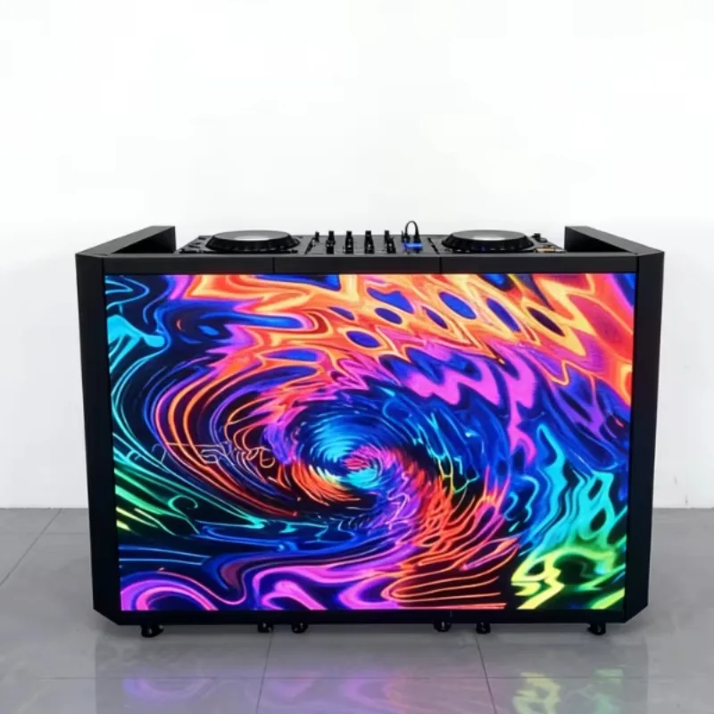 Custom Fine Pixel Pitch Foldable LED DJ Booth, Seamless Mobile Facade Display for Club Music Festival Nightclub