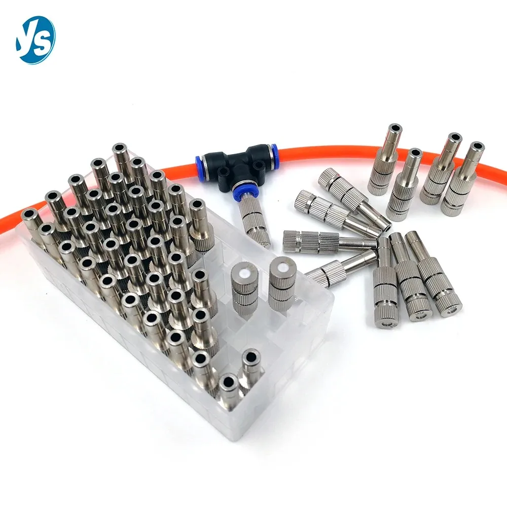 YS 6/8mmMetal Low Pressure Quick-connect Misting Nozzle With Filter 0.1/0.15/0.2/0.3/0.4/0.5/0.6mm Cooling Irrigation Sprayer