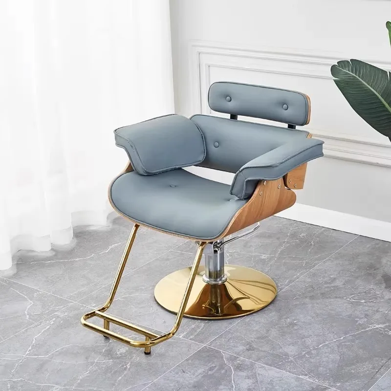 

European Style Barber Chair Sturdy Metal Salon Chair Hair Cutting Shop Beauty Studio Adjustable Height Chaise Salon Furniture