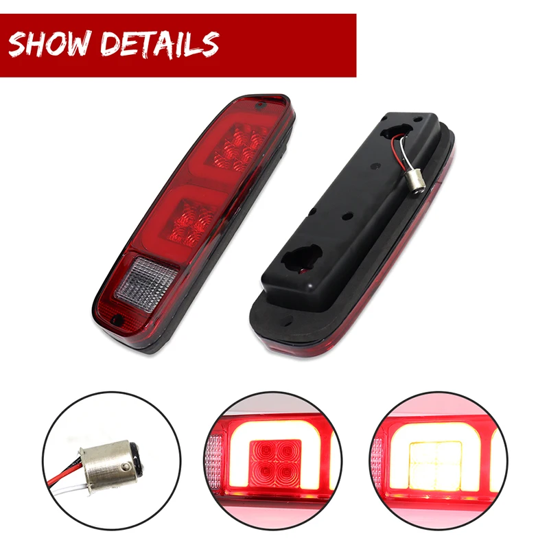 Gtinthebox For Ford Bronco, E100 E150 E250 E350, F100 Truck, F150 Truck, F250 Truck, F350 Truck Rear Tail Brake Lights Red LED