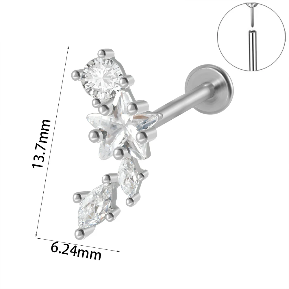 Surgical Steel Marquise CZ Leaf Shaped Stud Earring