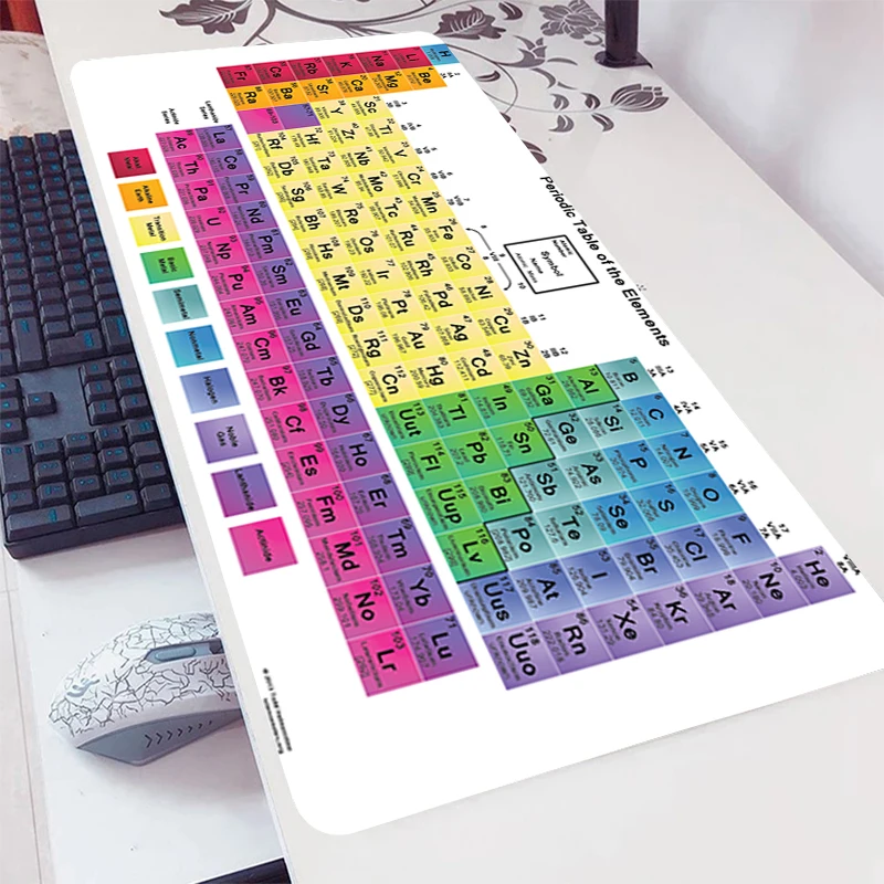 Periodic Table of Elements Mouse Pad Gaming Accessories New Large Non-slip Soft Natural Rubber Gamer XXL Mousepad Keyboard Mat