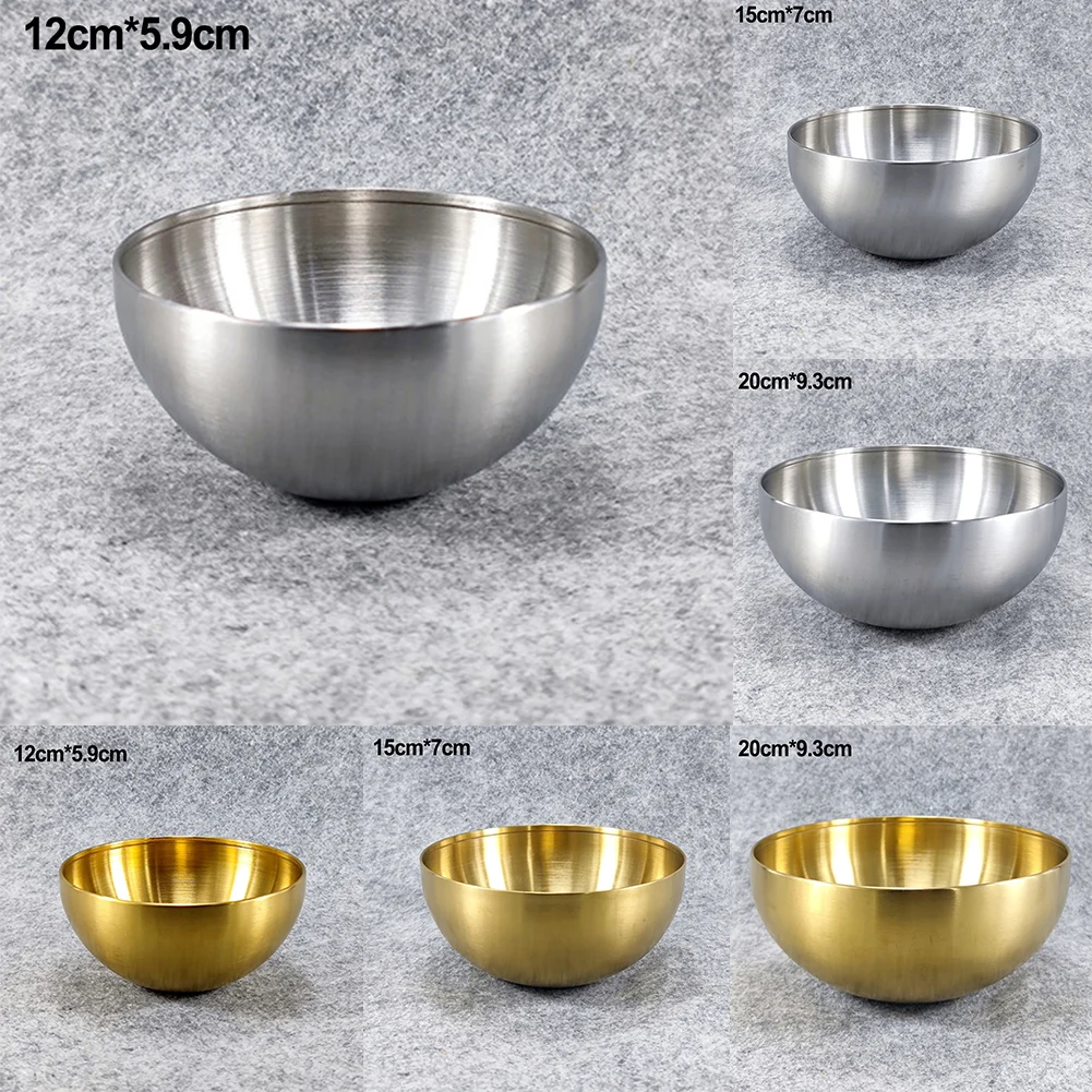1pc Kitchen Stainless Steel Fruit Salad Bowls Korean Ramen Soup Noodles Bowl Single Layer Heat Insulated Home Tableware