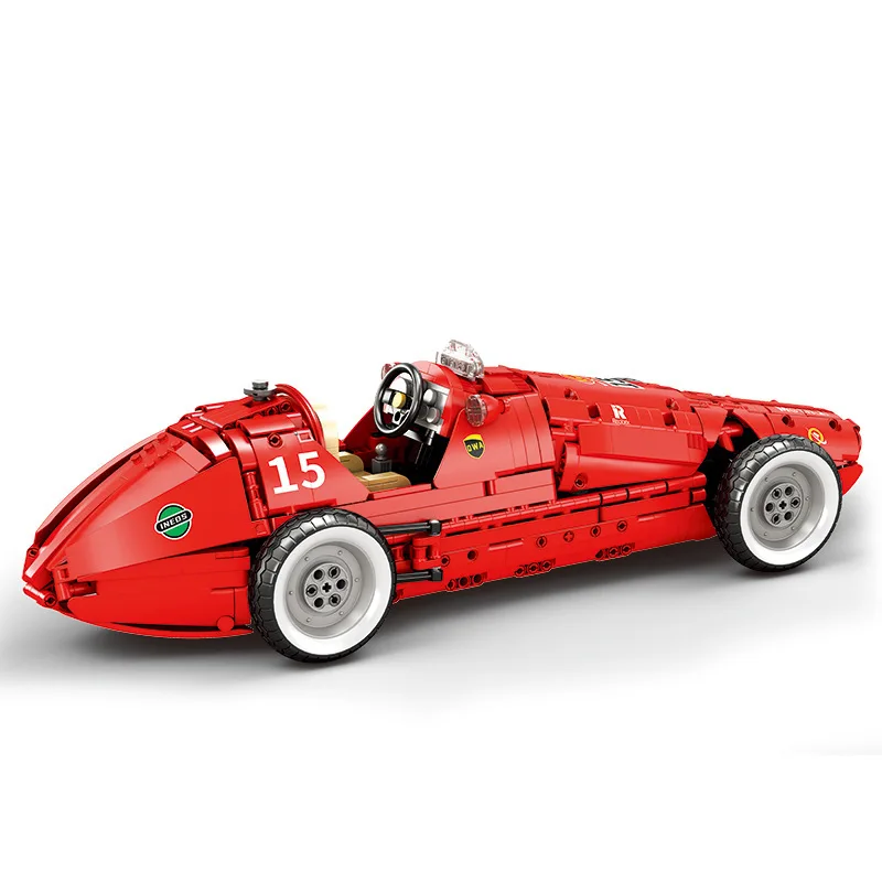 Reobrix 11038 Retro Formule 500 Racing Bouwsteenspeelgoed 1809 STUKS Educatief Vakantiecadeau voor kinderen Desktopdecoratie