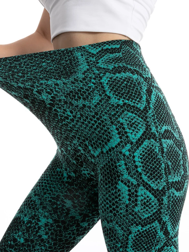 CHSDCSI Fashion Snake Print Animal Skin Sports Leggings Yoga Pants Elastic  Leopard Fitness Women High Waist Gym Sportswear