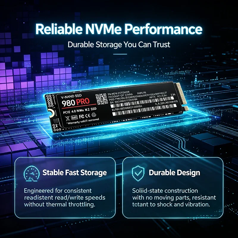 980 Pro M.2 2280 NVMe SSD, 1TB 2TB 4TB Optional, High Read Write Speed Solid State Drive for PC Mac Desktop Laptop