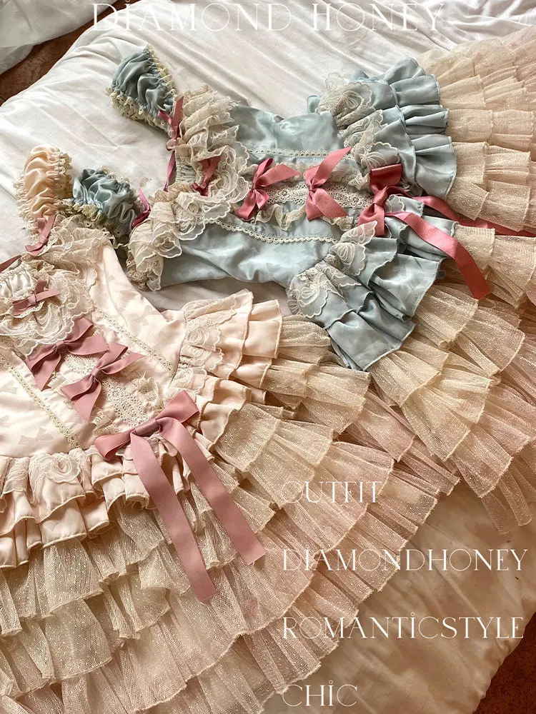 Amor deusa menina atmosfera requintada boneca estilo balé romântico em camadas babados vestido de gaze macia vestido de renda romântico para mulher