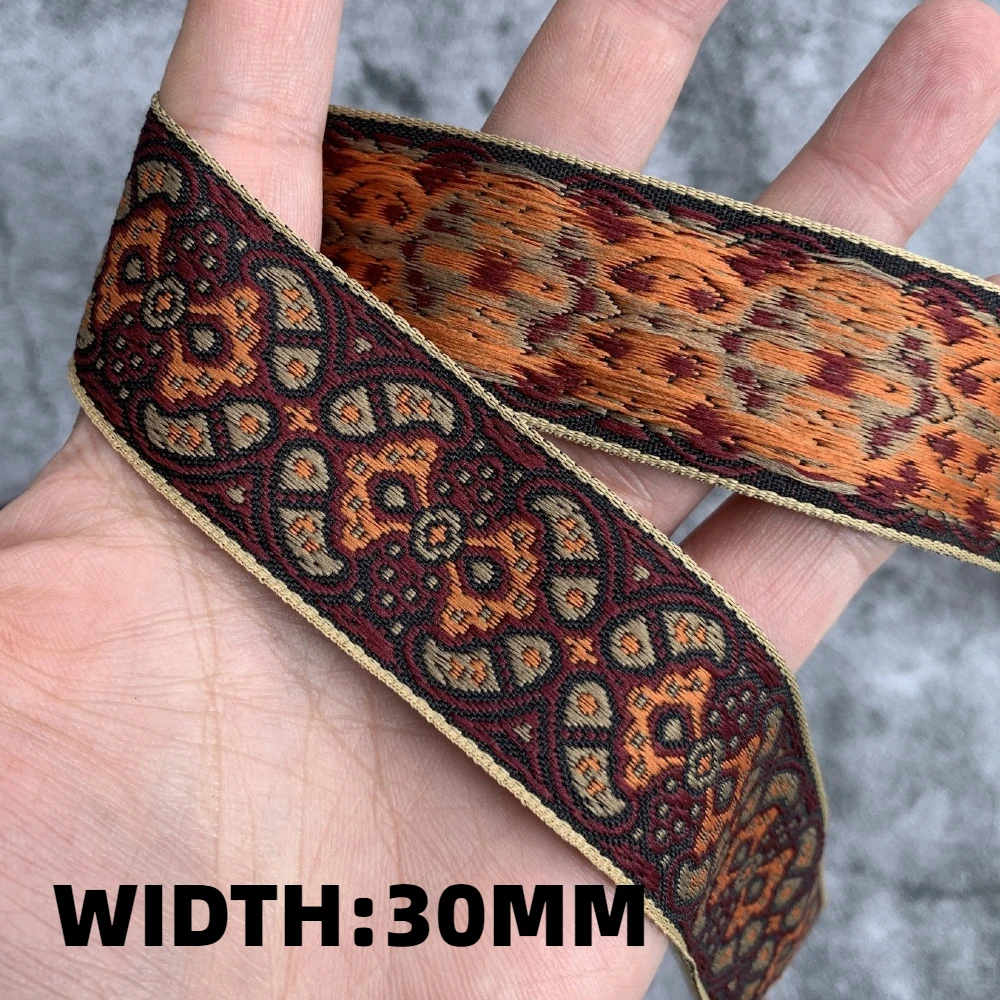 5 Yards 20MM 25MM 30MM Geometric Totem Flower Woven Jacquard Ribbon Dress decoration webbing DIY Bow Accessories