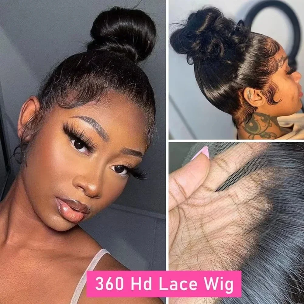 Invisible Strap 360 Full Lace Glueless Wig Human Hair Straight Lace Front Wig Drawstring Natural Color 360 Hd Lace Frontal Wig