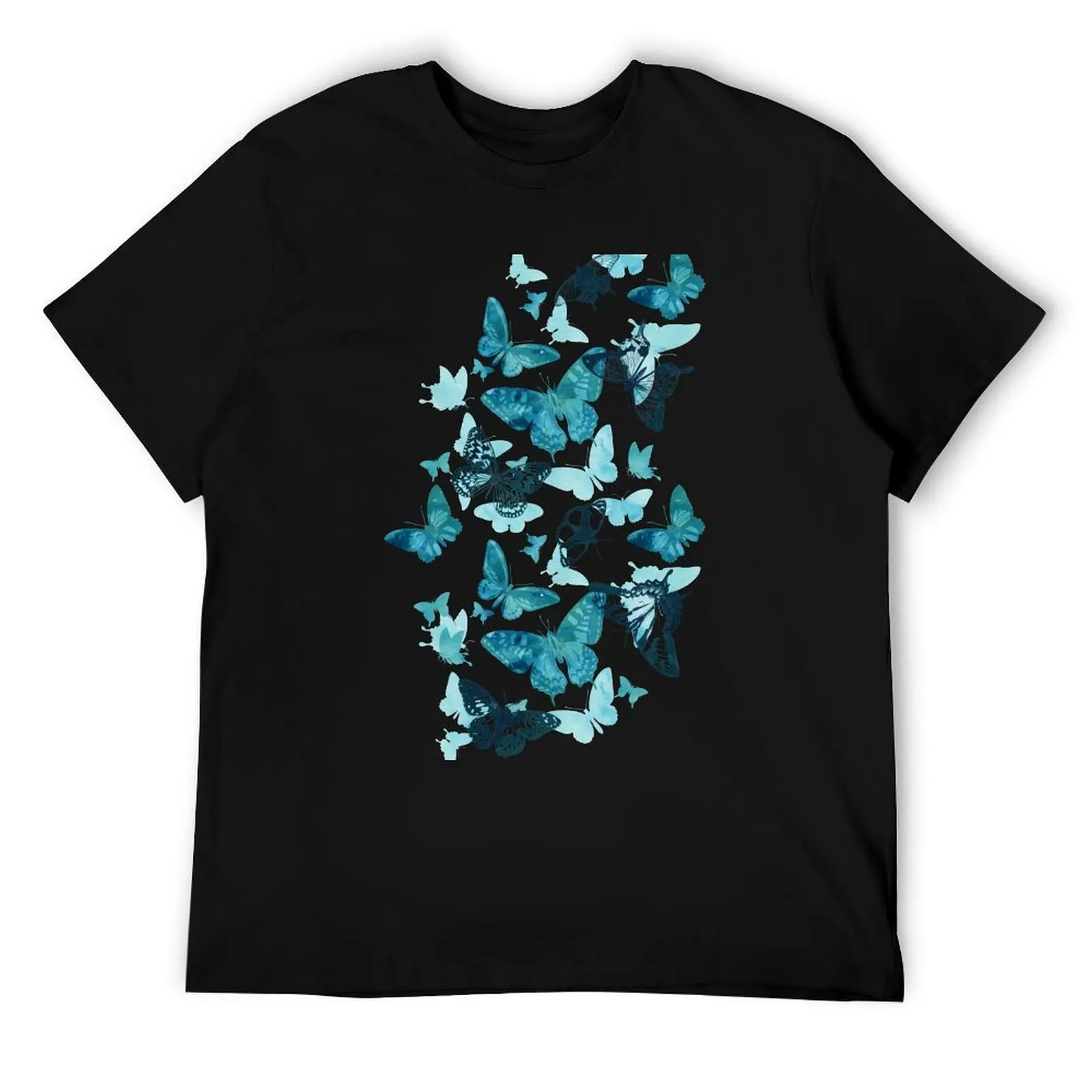 

Butterfly glow in turquoise blue T-Shirt cotton t shirts high quality t shirts with prints T-Shirt