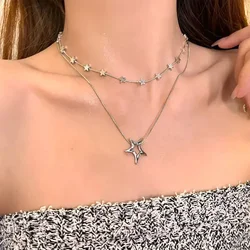 Y2k Irregular Star Pendant Necklaces Korean Fashion Punk Hip Hop Pentagram Necklace for Women Aesthetic Jewelry Gift Accessories