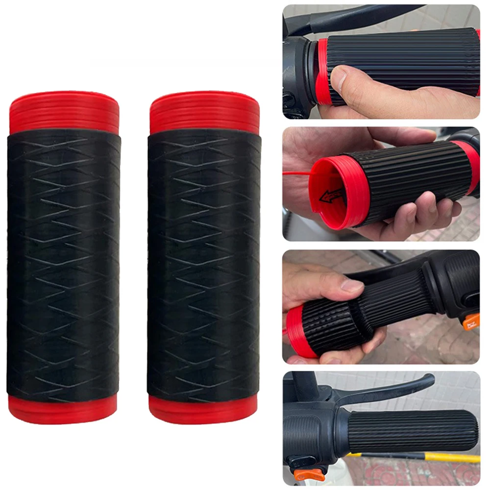 Universal Motorcycle Handlebar Brake Cover Silicone Self Shrinking Non-Slip Anti Vibration Moto Grip Covers Sleeve Protector