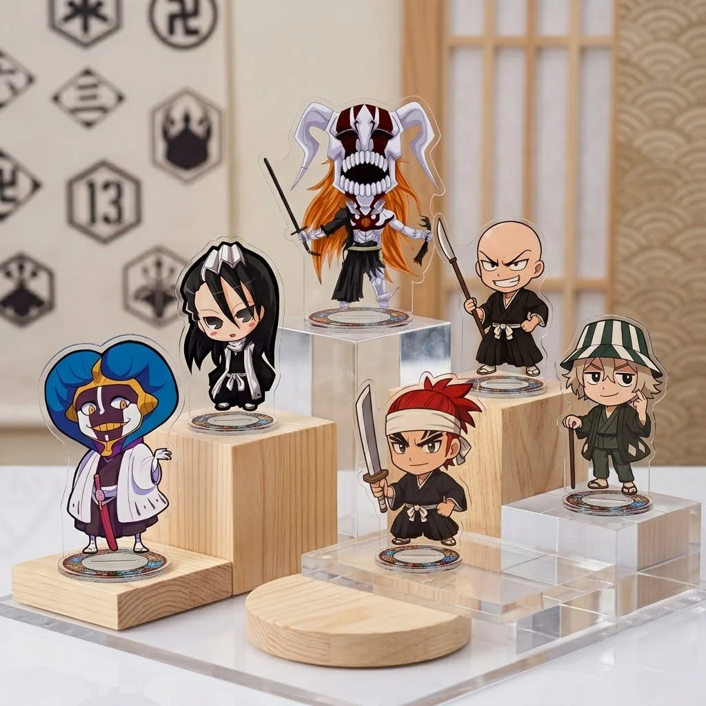 Anime Bleach Acrylic Stand Keychain10CMChibi Kurosaki Ichigo Hitsugaya Toushirou Aizen Sousuke Desktop Ornament Fans Merchandise