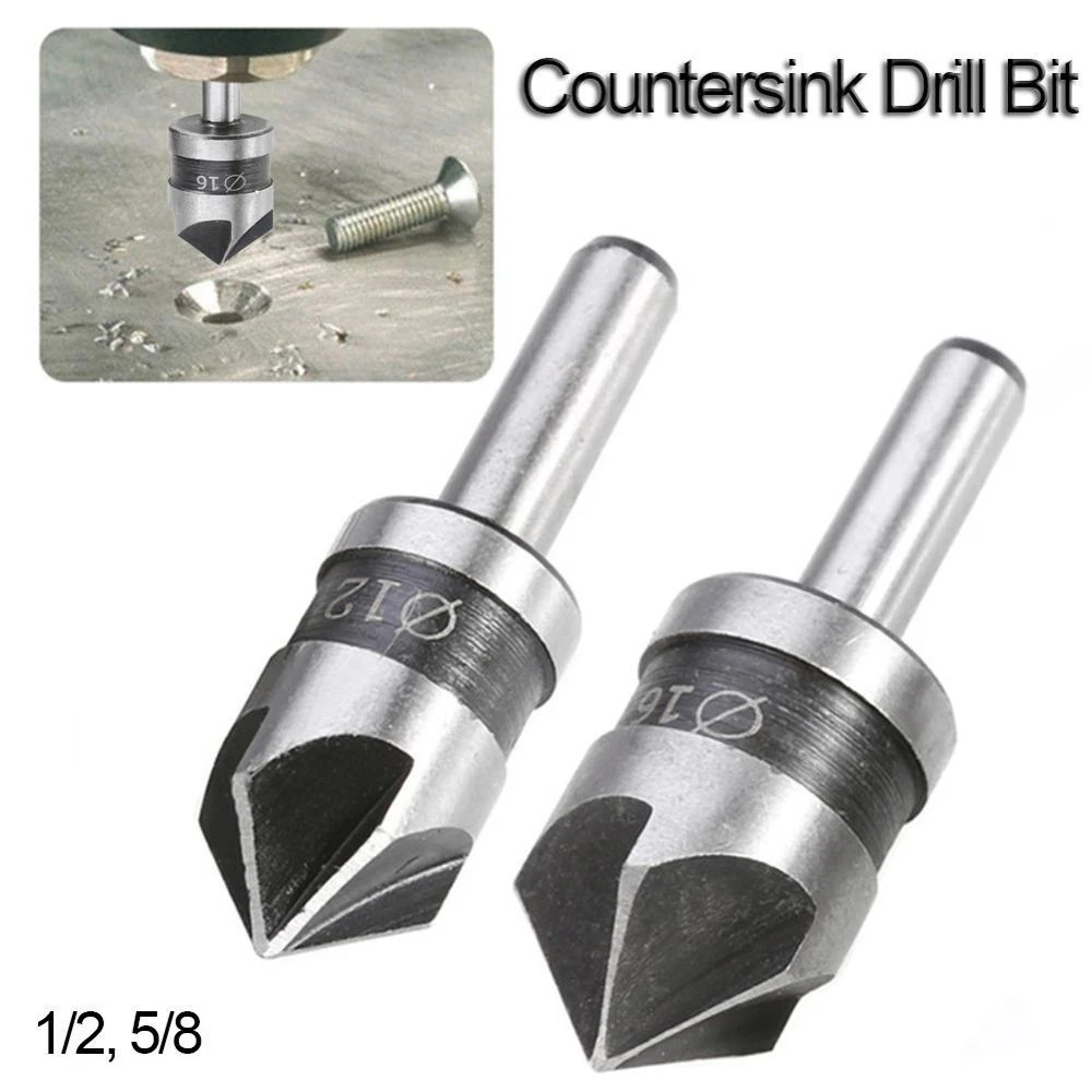 3pcs 12/16/19mm Hexagon Handle Five-edge Chamfer Chamfer Drill Bit Set Woodworking Drill Bit Countersink PVC Drilling