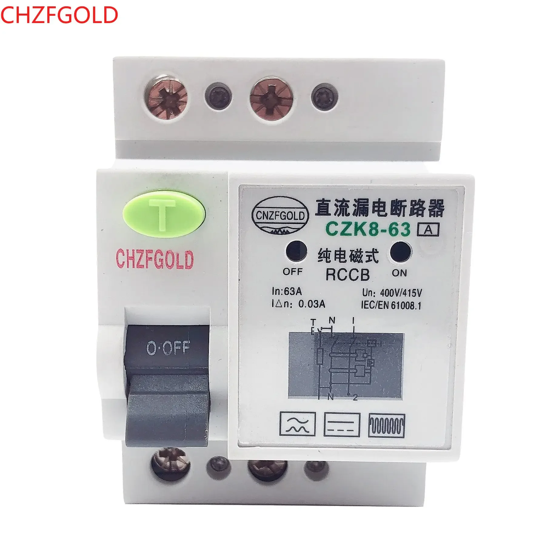 2p, 63 amp tipo b 10ka rccb dc rcd 230v 400v 30maDisjuntor de corrente residual para veículo elétrico, carregador de pilha,