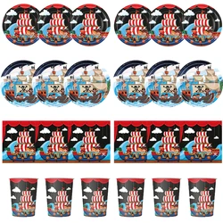 Pirate Ship Sets Birthday Decoration Party Disposable Paper Napkins Cups Plates Tablecloths Party Supplies