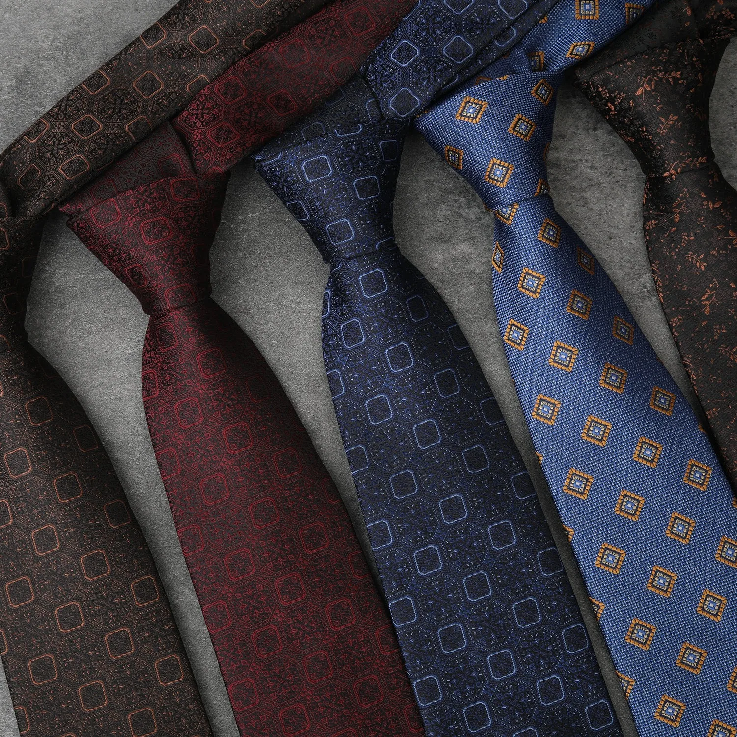 2026 New Design Dark Color Floral Neckties 8CM Mens Formal Business Brown Block Dots Neck Ties Tuxedo Accessories Cravat Gift