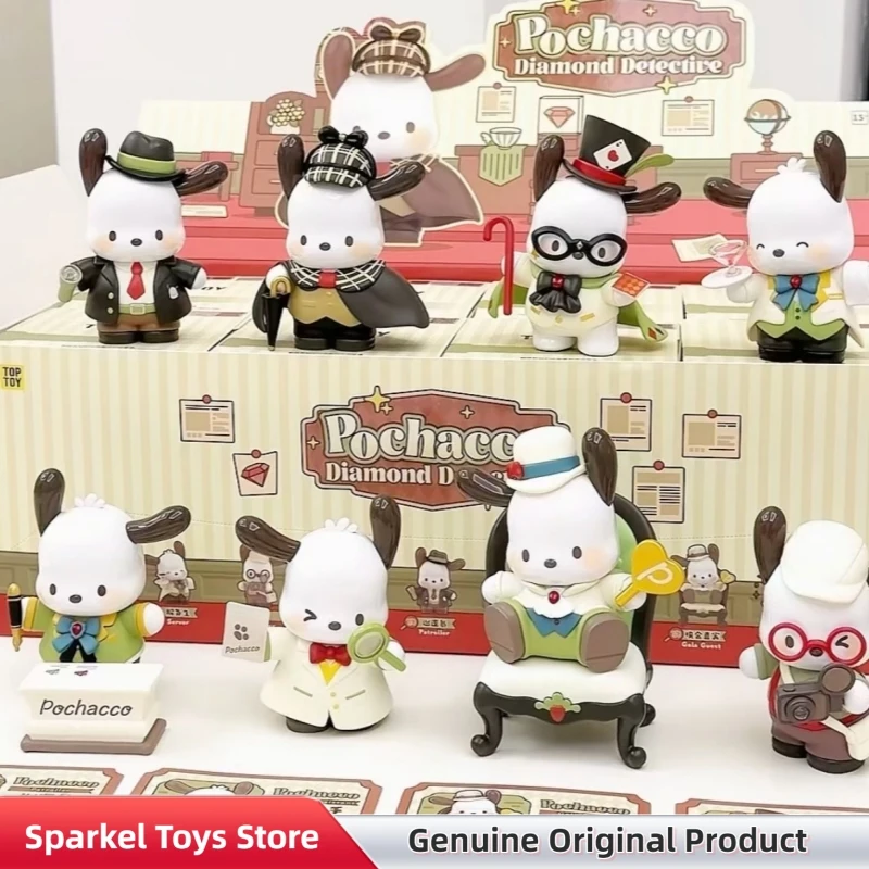 

Genuine Sanrio Pochacco Diamond Detective Series Blind Box Trendy Desktop Collect Ornaments Anime Figure Toys Birthday Gift