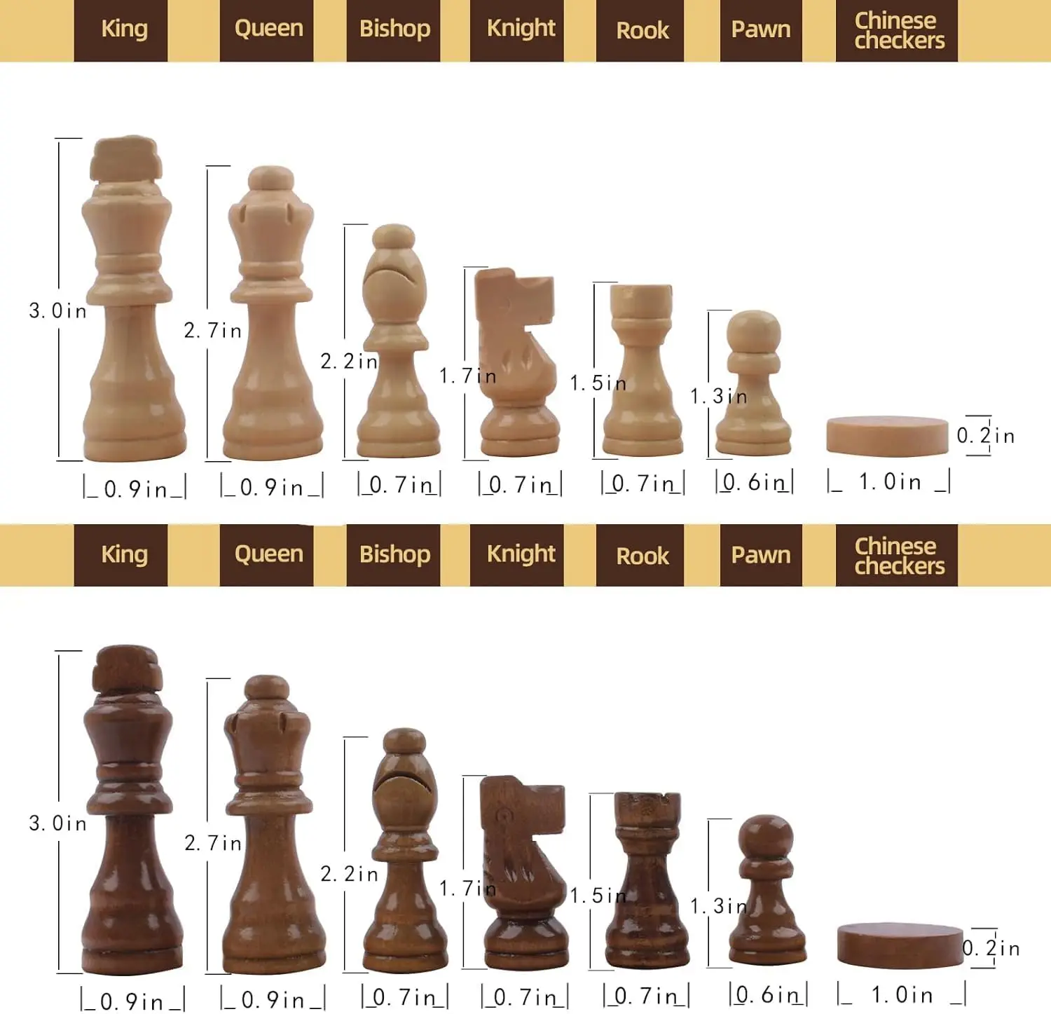 مجموعة شطرنج خشبية مغناطيسية مقاس 15 بوصة - لوح قابل للطي مع مساحة تخزين، لعبة كلاسيكية للأطفال والكبار، رائعة للسفر والهدايا #5