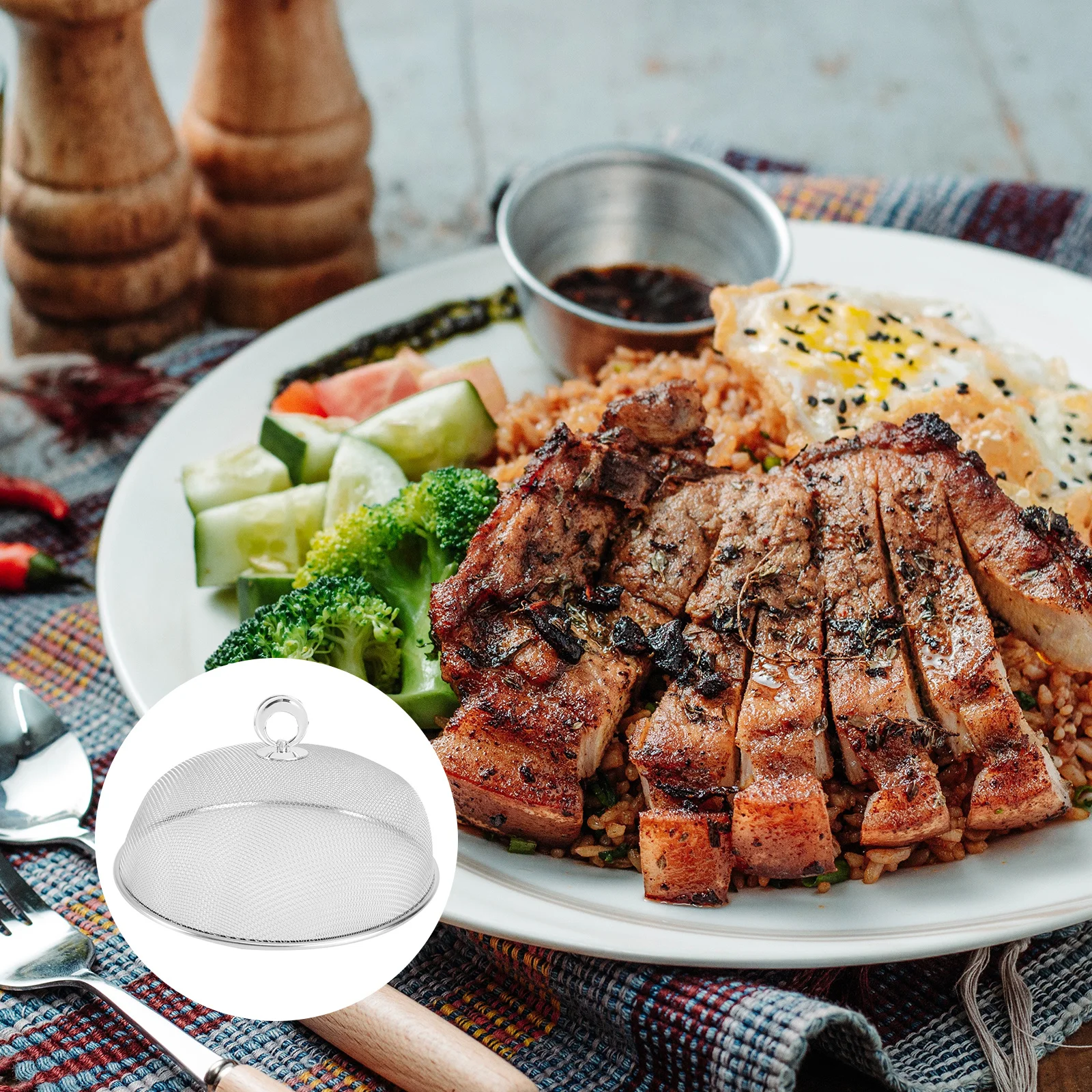 1 قطعة غطاء للطعام من الفولاذ المقاوم للصدأ خيمة قبة مستديرة قابلة للطي للمنزل الشواء التخييم نزهة استخدام غطاء طعام من الفولاذ المقاوم للصدأ