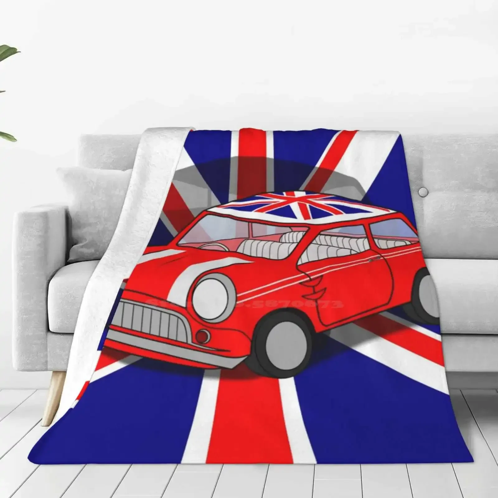 

Mini Cooper Graphic Throw Blanket for Sofa Bed Camping Car Travel Portable Flag British Style Home Textile