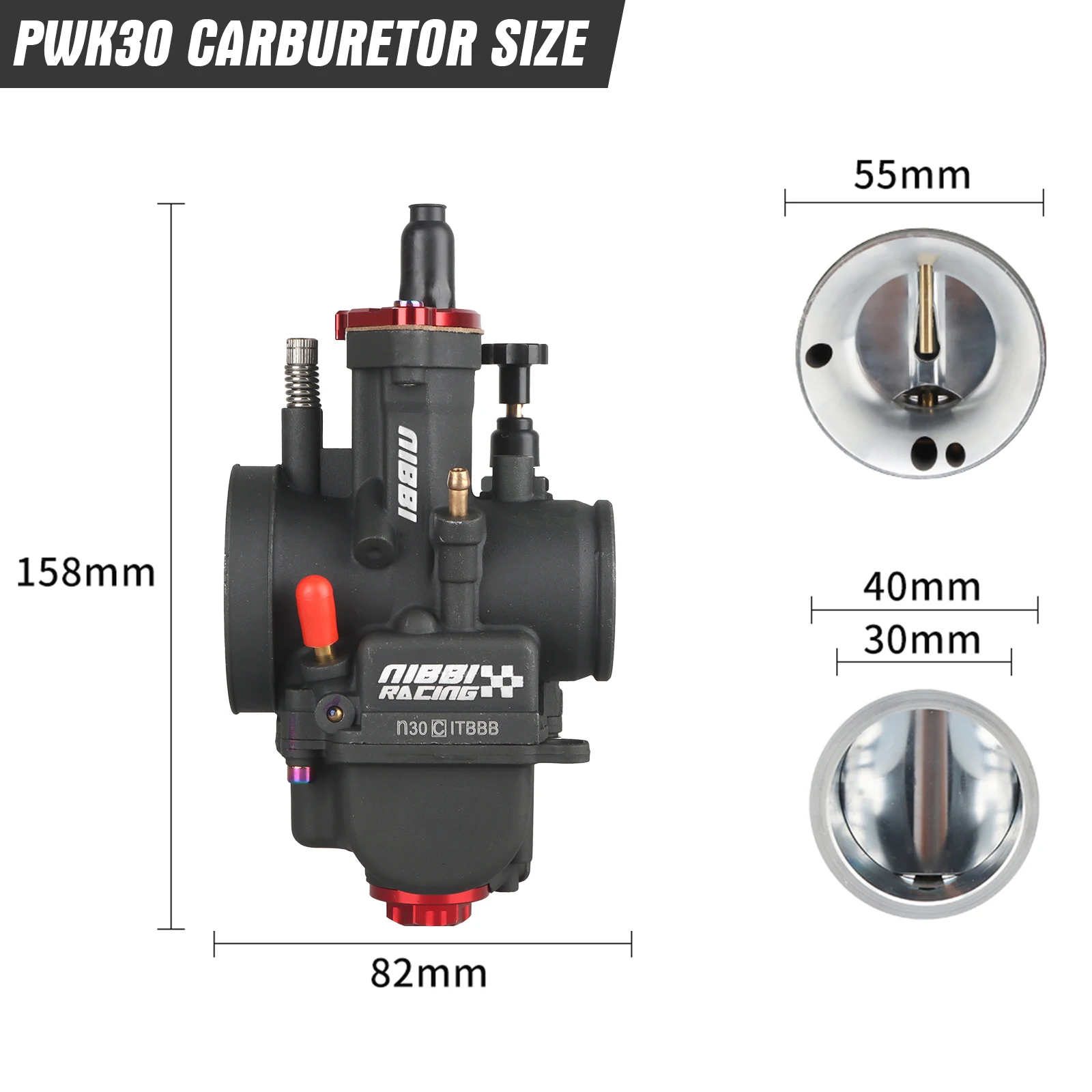 NIBBI High Performance Motorcycle PWK Carburetor CNC Air Filter Kit pwk30/32/34mm Power Jet Carb for Yamaha Suzuki Pitbike Motor