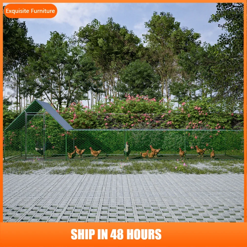 

26'Lx6.7'Wx6.6' ft Large Metal Chicken Coop, Walk-in Chicken Run, Galvanized Wire Poultry Chicken Hen Pen Cage, Rabbits Duck