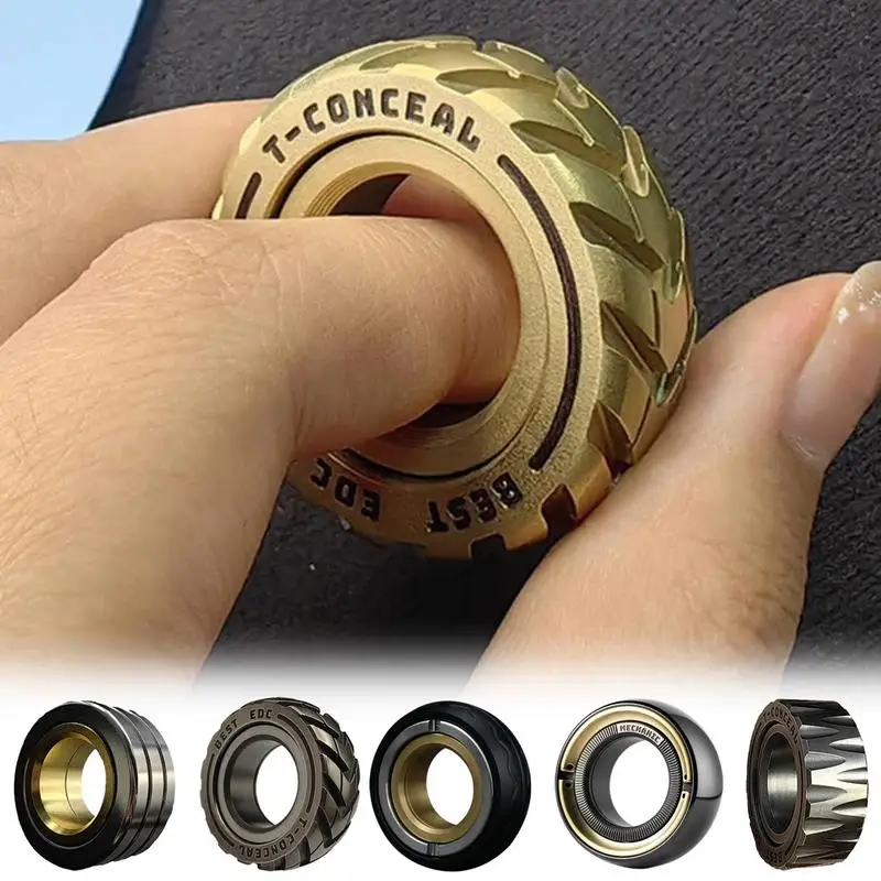 Tire Tread Spinner Ring Spinning Jewelry Mechanical Rings Fingertip Toys Removable Magnets Metal Bearing For Men Women Adults