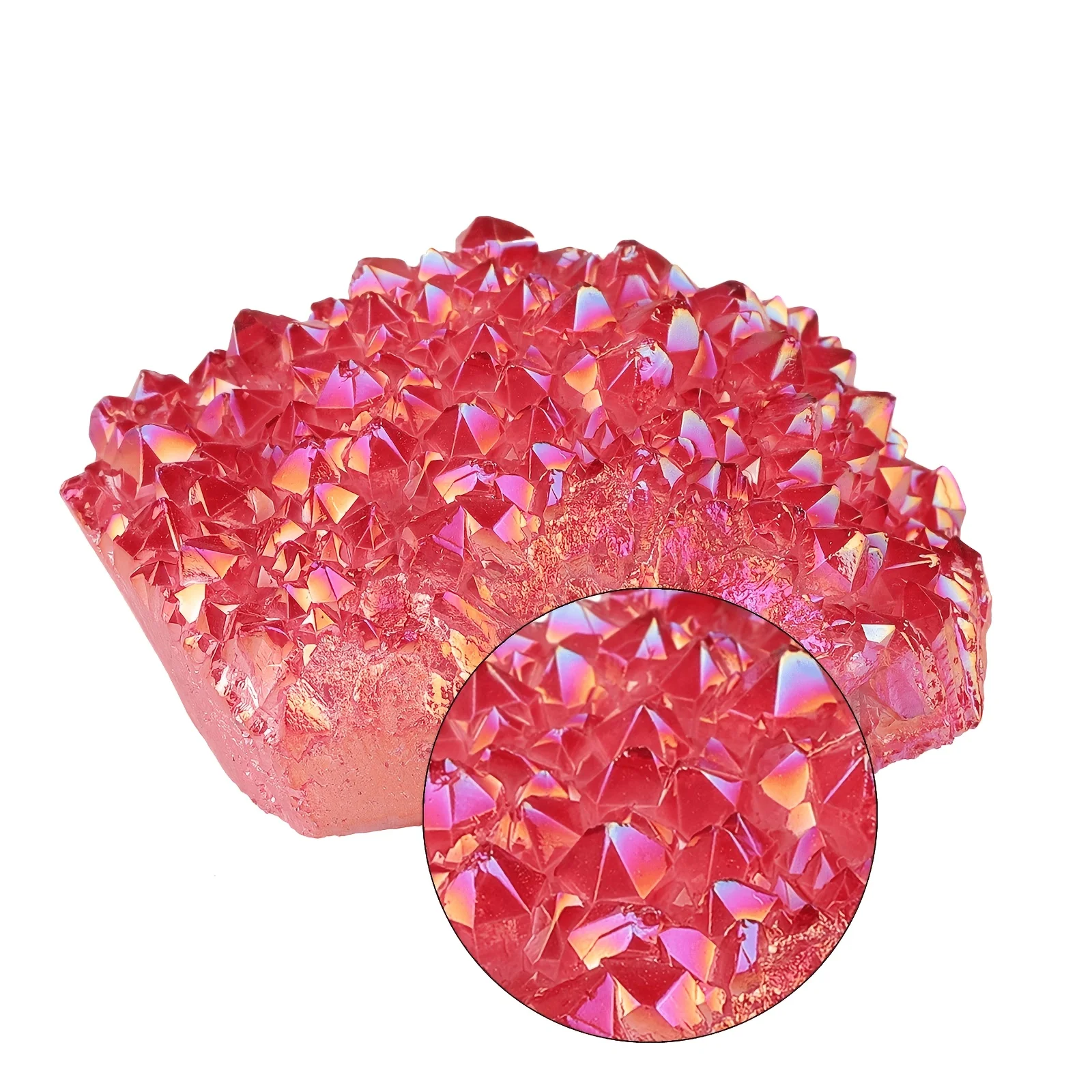 1 Stück Roter Engel-Aura-Quarz-Cluster/Kristallfelsen-Kollektion, Künstliche Kristallbeschichtung, Cluster-Ornament, Handgefertigtes Bastelmaterial – Detail 3